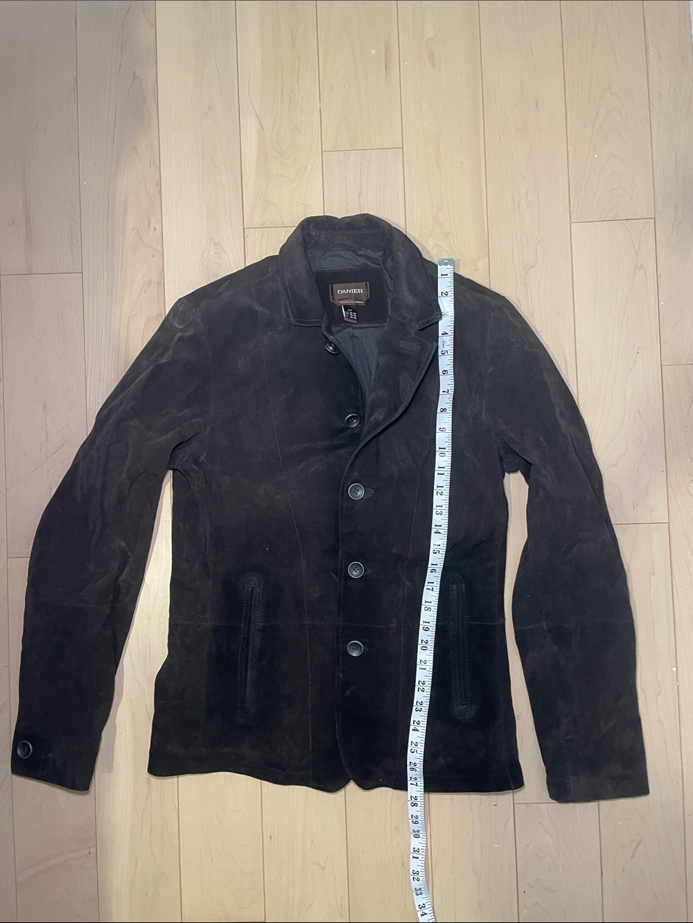 DANIER Jacket Dark Brown Suede Button-Front Shirt Coat with Pockets Unisex - Picture 6 of 8
